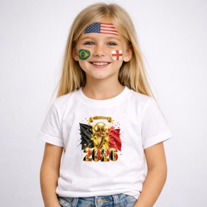 Tricou Belgium World Cup 2026 Fifa V2, din bumbac 100%, tricou alb, Copii | Dama | Barbat