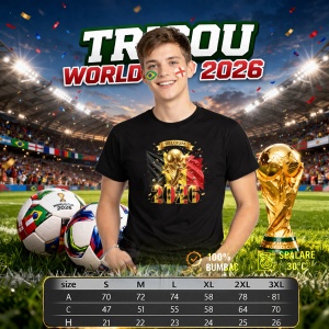 Tricou Belgium World Cup 2026 Fifa V2, din bumbac 100%, tricou negru, Copii | Dama | Barbat - Img 6
