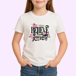 Tricou Believe In Magic Unicorn Fundal Gri, din bumbac 100% , tricou alb pentru Copii | Dama | Barbat - Img 2