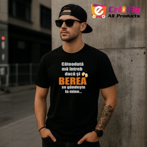 Tricou Bere Ganduri Funny, din bumbac 100%, tricou negru, Dama | Barbat - Img 4