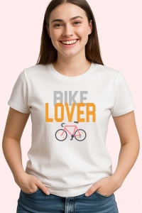 Tricou Bike Lover, din bumbac 100%, tricou alb, Dama | Barbat - Img 2