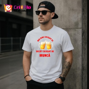 Tricou bine cocosat de munca mesaj cu doua halbe de bere (2), Copii | Dama | Barbat