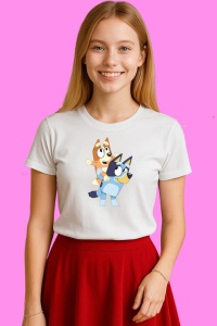 Tricou Bingo Calare Pe Bluey Joaca, din bumbac 100%, tricou alb, Copii | Dama | Barbat - Img 3
