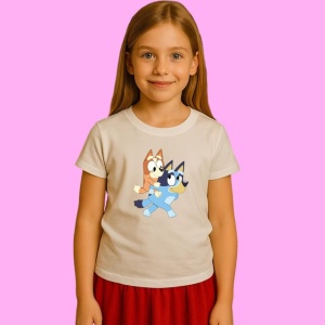 Tricou Bingo Pe Spatele Lui Bluey, din bumbac 100%, tricou alb, Copii | Dama | Barbat - Img 2