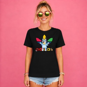 Tricou Bluey Catelusul Albastru Logo Colorat Urban Kids Design, din bumbac 100%, tricou negru, Copii | Dama | Barbat - Img 2