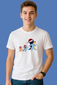 Tricou Bluey Si Familia Merg Prin Zapada, din bumbac 100%, tricou alb, Copii | Dama | Barbat - Img 3