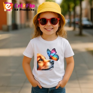 Tricou Border Collie cu fluture curcubeu si privire curioasa Copii | Dama | Barbat Barbat - Img 11