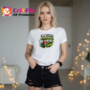 Tricou Born To Play Football Jucator Teren Minge Fundal Gri, din bumbac 100% , tricou alb pentru Copii | Dama | Barbat - Img 7