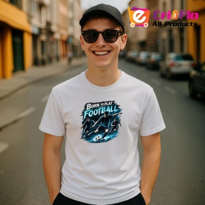 Tricou Born To Play Football Jucator Teren V2, din bumbac 100% , tricou alb pentru Copii | Dama | Barbat - Img 10