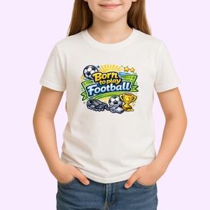 Tricou Born To Play Football Minge Logo V1, din bumbac 100% , tricou alb pentru Copii | Dama | Barbat - Img 2