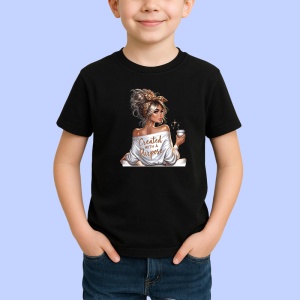 Tricou Boss girl created with a purpose, boss girl creata cu un scop, Copii | Dama | Barbat , tricou negru - Img 2