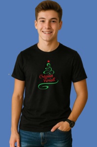 Tricou Brad Minimalist De Craciun, din bumbac 100% Copii | Dama | Barbat - Img 2