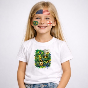 Tricou Brazil World Cup 2026 Fifa, din bumbac 100%, tricou alb, Copii | Dama | Barbat - Img 2