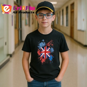 Tricou Britain Steag Splash Art, Copii | Dama | Barbat, culoare negru - Img 10