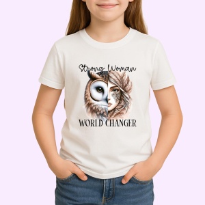Tricou Bufnita si femeie cu pene mesaj motivational world changer Copii | Dama | Barbat Barbat - Img 3