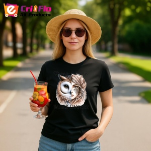 Tricou Bufnita si femeie cu pene mesaj motivational world changer Copii | Dama | Barbat, negru - Img 10