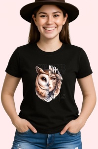 Tricou Bufnita si femeie inteleapta mesaj motivational stronger than the storm Copii | Dama | Barbat, negru