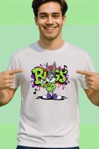 Tricou Bugs Bunny chill vibes cu hanorac verde Copii | Dama | Barbat Barbat - Img 3