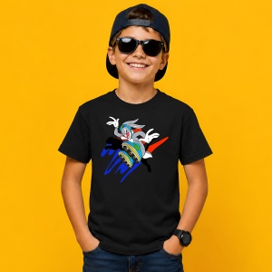 Tricou Bugs Bunny Fast Run Street Motivation Graphic, din bumbac 100%, tricou negru, Copii | Dama | Barbat - Img 3