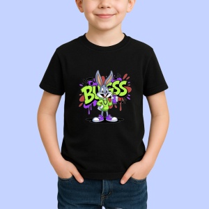 Tricou Bugs Bunny graffiti verde cu litere curgatoare Copii | Dama | Barbat, negru - Img 3