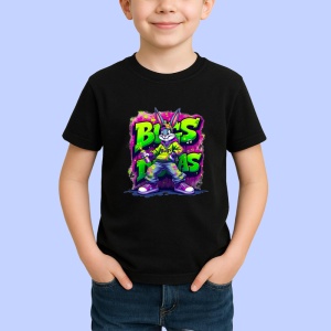 Tricou Bugs Bunny neon pe fundal verde aprins Copii | Dama | Barbat, negru - Img 3