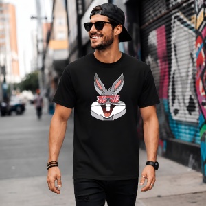 Tricou Bugs Bunny Ochelari Soare Urban Red Box Logo Streetwear, din bumbac 100%, tricou negru, Copii | Dama | Barbat - Img 5