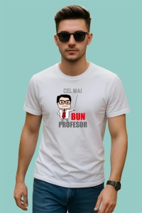 Tricou Bun Profesor Barbat Cu Ochelari Cadou, din bumbac 100% , tricou alb pentru Barbat - Img 2