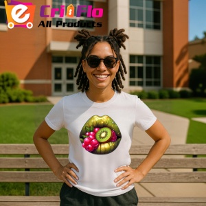 Tricou Buze femeie jumatate rosu jumatate negru cu trandafiri, Lip gloss, Copii | Dama - Img 11