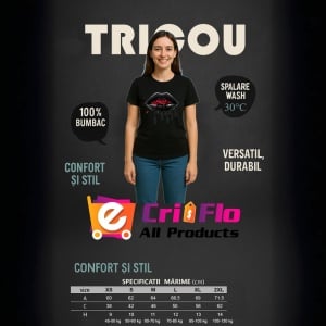 Tricou Buze femeie negre lucioase cu trandafir gri, Lip gloss, Copii | Dama, culoare negru - Img 14