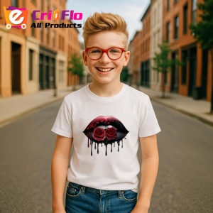 Tricou Buze negre cu trandafiri rosii luciosi, Lip gloss, Copii | Dama - Img 11