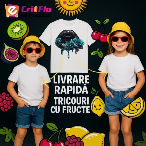 Tricou Buze negre lucioase cu trandafir rosu, Lip gloss, Copii | Dama - Img 12