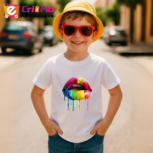 Tricou Buze pop art in degradee curcubeu fundal alb Copii | Dama | Barbat - Img 10