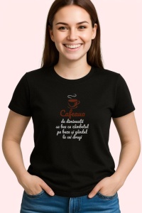 Tricou Cafeaua De Dimineata Ganduri, din bumbac 100%, tricou negru, Dama | Barbat - Img 2