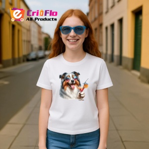 Tricou caine australian shepherd ochelari cocktail cu cirese, Copii | Dama | Barbat