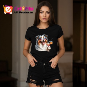 Tricou Caine australian shepherd ochelari cocktail cu cirese, Copii | Dama | Barbat , tricou negru - Img 7