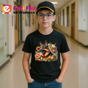 Tricou Caine ciobanesc german fructe pepene cocktail vara, Copii | Dama | Barbat , tricou negru - Img 6