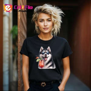 Tricou Caine husky ochelari cocktail cu menta si fructe, Copii | Dama | Barbat , tricou negru - Img 8