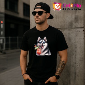 Tricou Caine husky ochelari cocktail cu menta si fructe, Copii | Dama | Barbat , tricou negru - Img 11