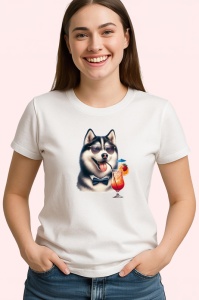 Tricou caine husky papion cocktail tropical, Copii | Dama | Barbat