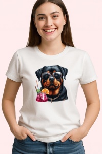 Tricou caine rottweiler ochelari negri cocktail roz, Copii | Dama | Barbat - Img 4