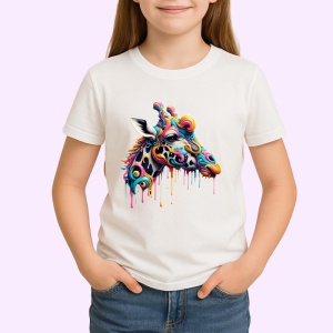 Tricou Cal cu decor artistic si coama colorata fundal alb Copii | Dama | Barbat - Img 3