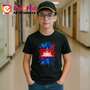 Tricou Cambodia Steag Splash Art, Copii | Dama | Barbat, culoare negru - Img 10