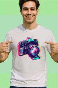 Tricou Camera foto moderna in stil graffiti neon Copii | Dama | Barbat - Img 2