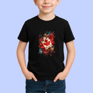 Tricou Canada Steag Splash Art, Copii | Dama | Barbat, culoare negru - Img 3