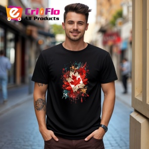 Tricou Canada Steag Splash Art, Copii | Dama | Barbat, culoare negru