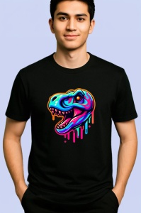 Tricou Cap de dinozaur colorat in stil comic Copii | Dama | Barbat, culoare negru - Img 2
