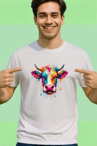 Tricou Cap vaca colorat stil graffiti arta moderna vibranta Copii | Dama | Barbat - Img 2