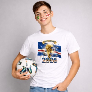 Tricou Cape Verde World Cup 2026 Fifa, din bumbac 100%, tricou alb, Copii | Dama | Barbat
