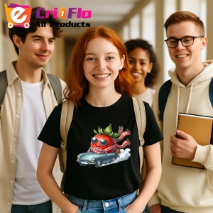 Tricou Capsuna amuzanta de vara in masina, Fructe, Copii | Dama, culoare negru - Img 10