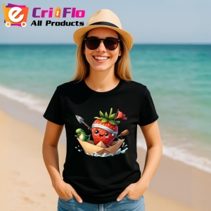 Tricou Capsuna amuzanta de vara navigator pirat, Fructe, Copii | Dama, culoare negru - Img 11